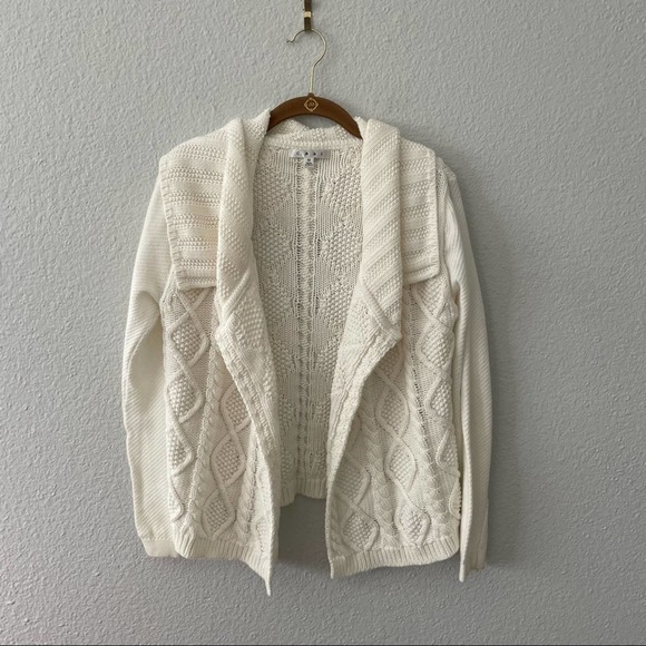 CAbi Sweaters - CAbi White Open Cardigan Sweater Waist Length Size Medium